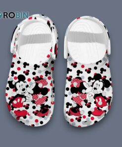 Romantic Mickey Kissing Minnie Mouse Cartoon White Classic Crocs