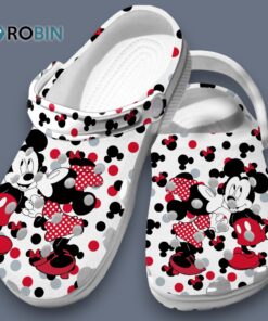 Romantic Mickey Kissing Minnie Mouse Cartoon White Classic Crocs