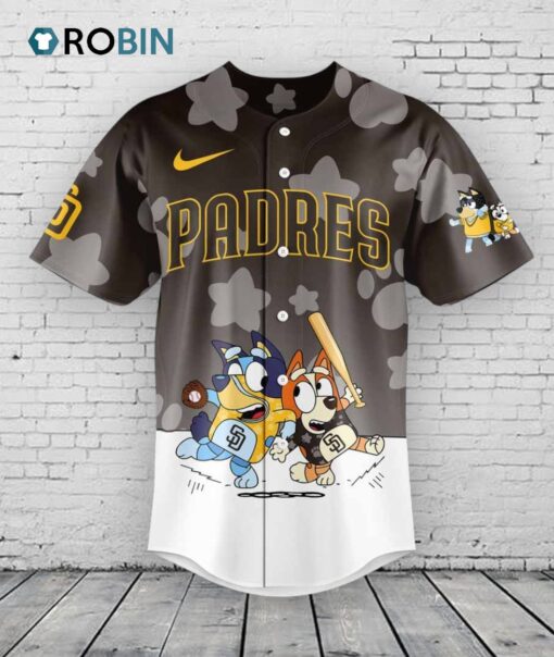 San Diego Padres Bluey and Bingo Brown Baseball Jersey Shirt Style