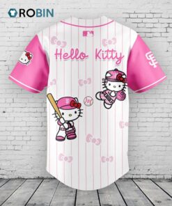 San Francisco Giants x Hello Kitty Pink Logo Baseball Jersey Shirt Style