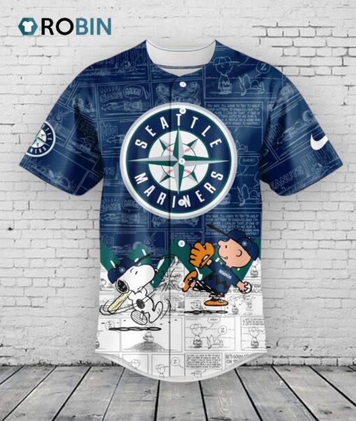 Seattle Mariners 75th Anniversary of Peanuts Baseball Jersey Shirt Style
