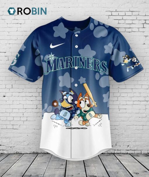 Seattle Mariners Bluey and Bingo Baseball Jersey Shirt Style