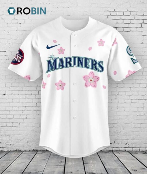 Seattle Mariners Takashi Murakami x MLB World Tour Tokyo Series White Baseball Jersey Shirt Style