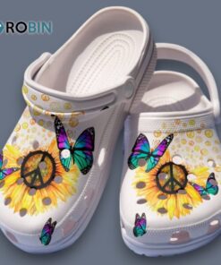 Soft & Comfortable Hippie Sunflower And Colorful Butterfly Clogs Shoes Soft & Comfortable Hippie Sunflower And Colorful Butterfly Clogs Shoes