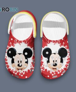 Splash Art Mickey Mouse Disney Red Clogs For Kid And Adults Splash Art Mickey Mouse Disney Red Clogs For Kid And Adults
