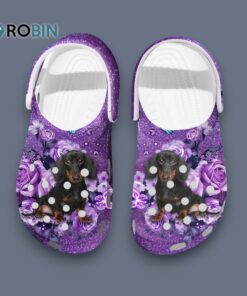 Sprakle Purple Sandals Dachshun Beautiful Roses Pet Crocs for Men, Women, Kid