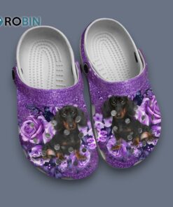 Sprakle Purple Sandals Dachshun Beautiful Roses Pet Crocs for Men, Women, Kid