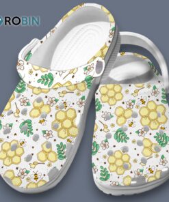 Sweety Honey Comb Bee Pattern Animals White 3D Printed Crocs