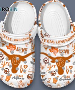 Texas Longhorns Football NCAA Team Unisex White 3D Printed Crocs Texas Longhorns Football NCAA Team Unisex White 3D Printed Crocs