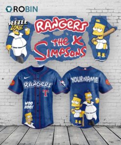 Texas Rangers x The Simpsons Heritage Baseball Baseball Jersey Shirt Style