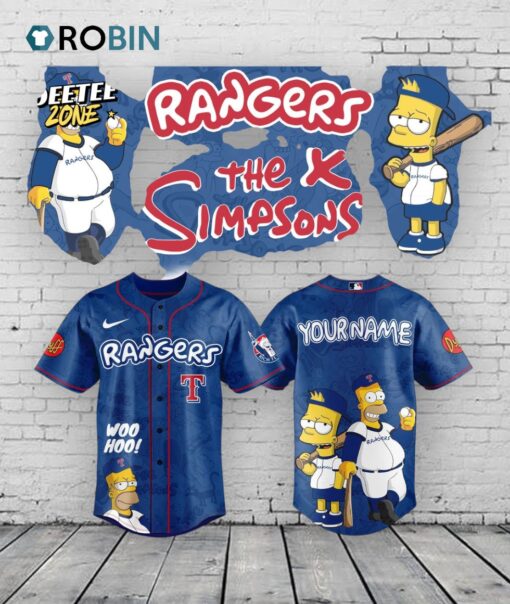 Texas Rangers x The Simpsons Heritage Baseball Baseball Jersey Shirt Style