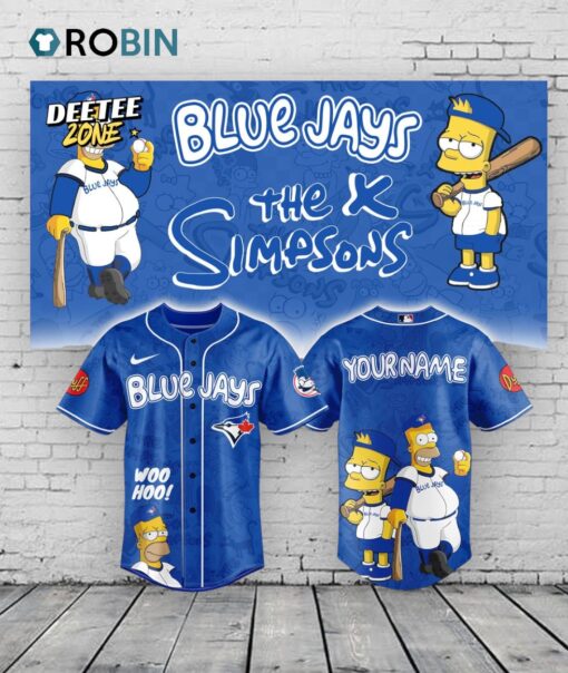 Toronto Blue Jays x The Simpsons Heritage Blue Baseball Jersey Shirt Style