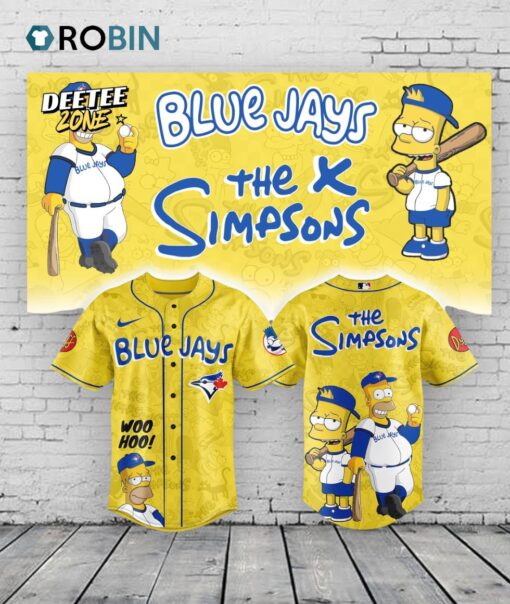 Toronto Blue Jays x The Simpsons Heritage Yellow Baseball Jersey Shirt Style