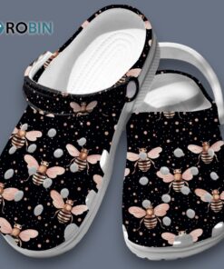 Unique Black Shoes Bee Pattern Crocs for Men, Women, Kid