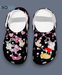 Water proof Black Sandals Mickey Kissing Minnie Cartoon Crocs for Men, Women, Kid