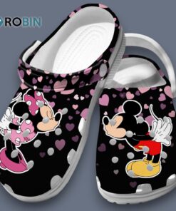 Water proof Black Sandals Mickey Kissing Minnie Cartoon Crocs for Men, Women, Kid