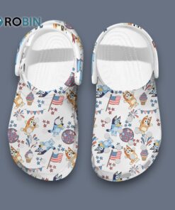 White Non slip Footwear Bluey And Bingo 4th Of July Crocs for Men, Women, Kid