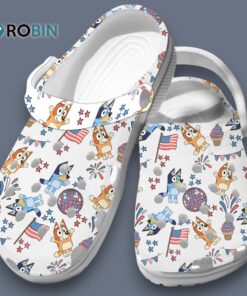 White Non slip Footwear Bluey And Bingo 4th Of July Crocs for Men, Women, Kid