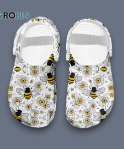 White Pretty Bee And Daisy Animal Classic Crocs