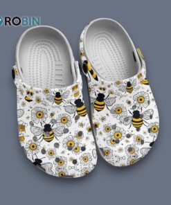 White Pretty Bee And Daisy Animal Classic Crocs