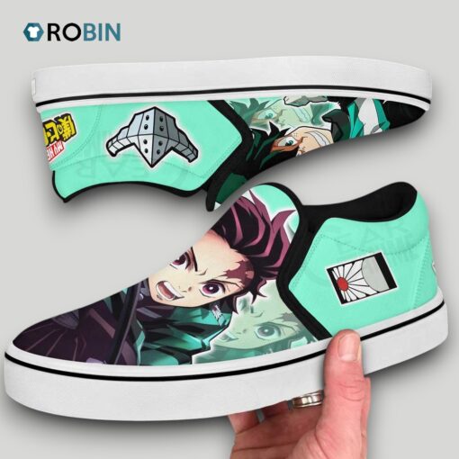 Deku and Tanjiro Slip On Shoes , Kimetsu no Yaiba Unique Gifts