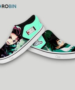 Deku and Tanjiro Slip On Shoes , Kimetsu no Yaiba Unique Gifts Deku and Tanjiro Slip On Shoes , Kimetsu no Yaiba Unique Gifts