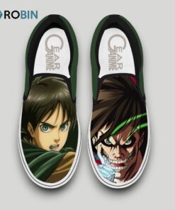 Eren Yeager Slip On Shoes , AOT Anime Unique Gifts Eren Yeager Slip On Shoes , AOT Anime Unique Gifts