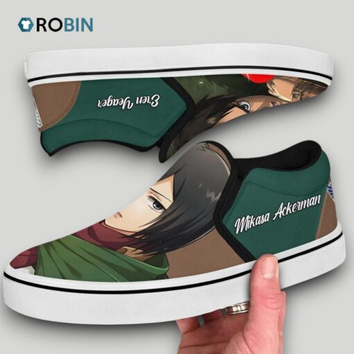 Eren and Mikasa Slip On Shoes