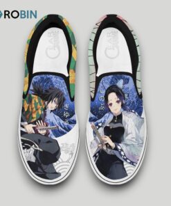 Giyuu and Shinobu Slip On Shoes, Demon Slayer Merch for fans