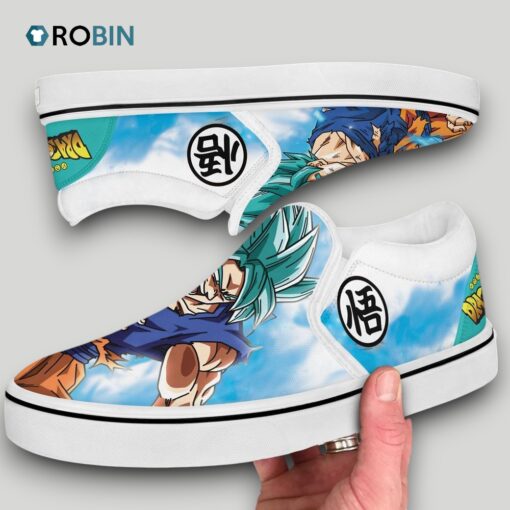 Goku Blue Slip on Sneakers , Goku Gifts for Fans