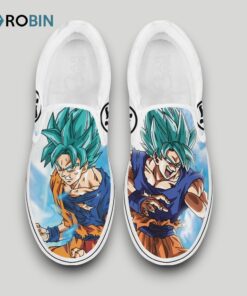 Goku Blue Slip on Sneakers , Goku Gifts for Fans