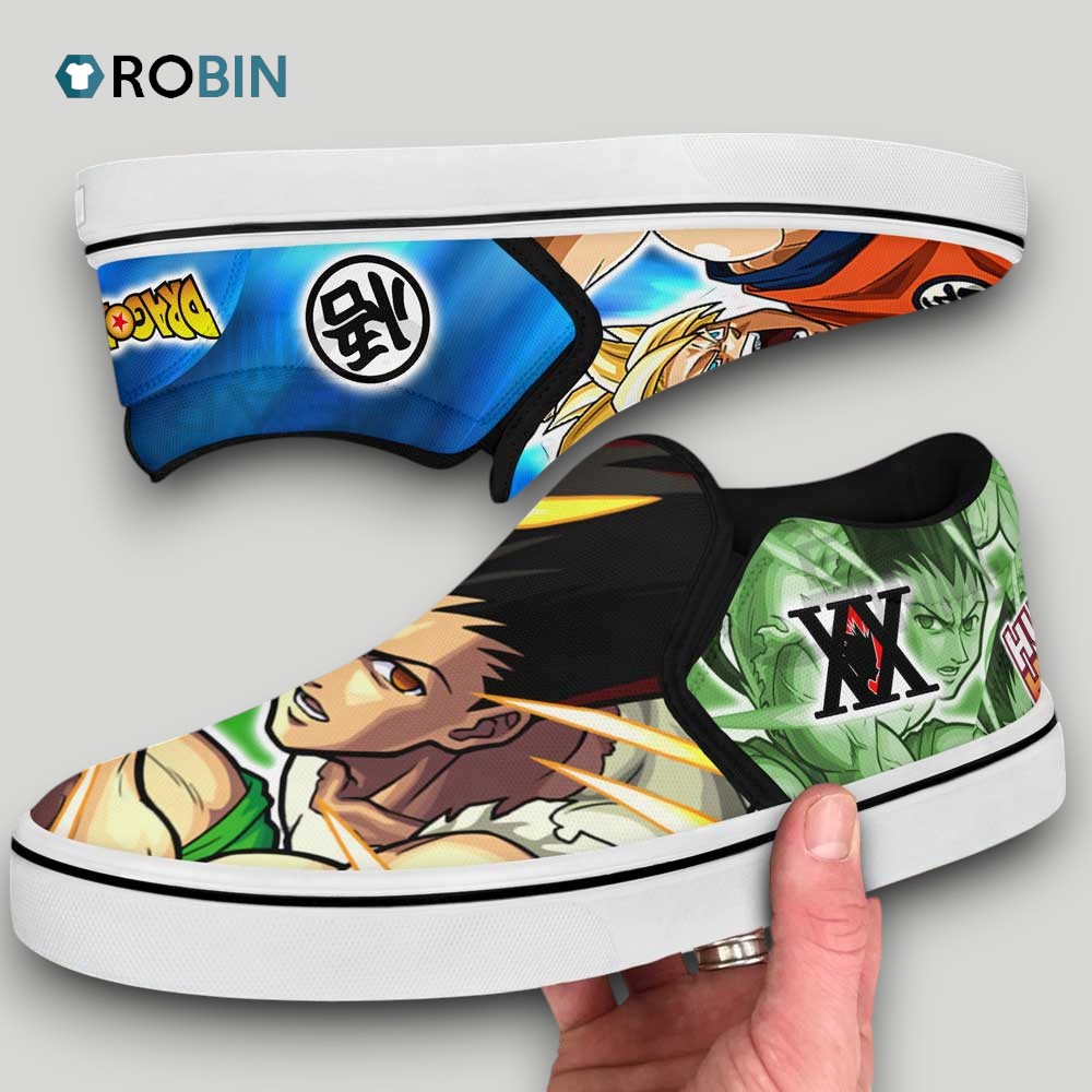 Goku and Gon Freecss Slip On Shoes , Dragon Ball Anime Gifts for Fans Goku and Gon Freecss Slip On Shoes , Dragon Ball Anime Gifts for Fans