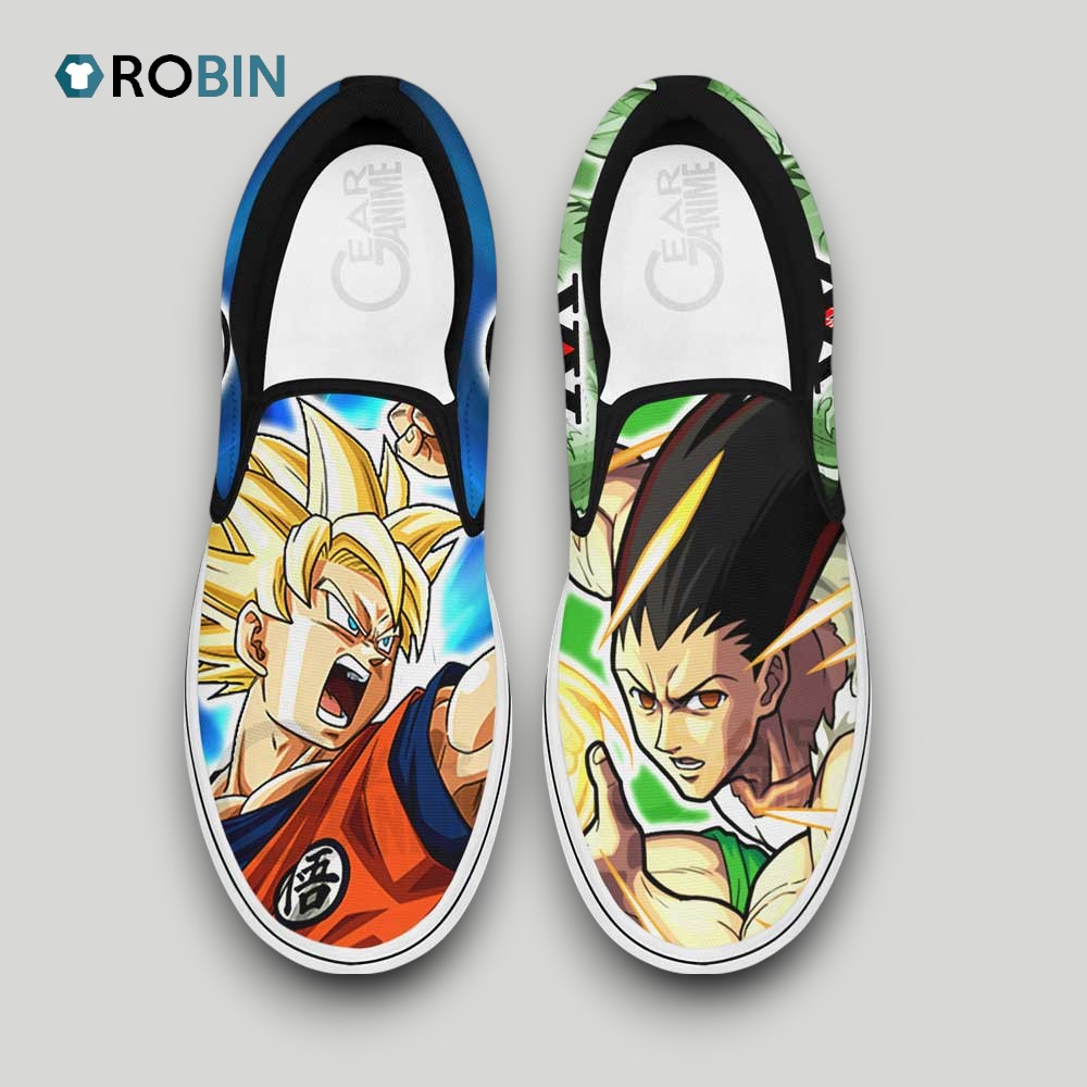 Goku and Gon Freecss Slip On Shoes , Dragon Ball Anime Gifts for Fans Goku and Gon Freecss Slip On Shoes , Dragon Ball Anime Gifts for Fans