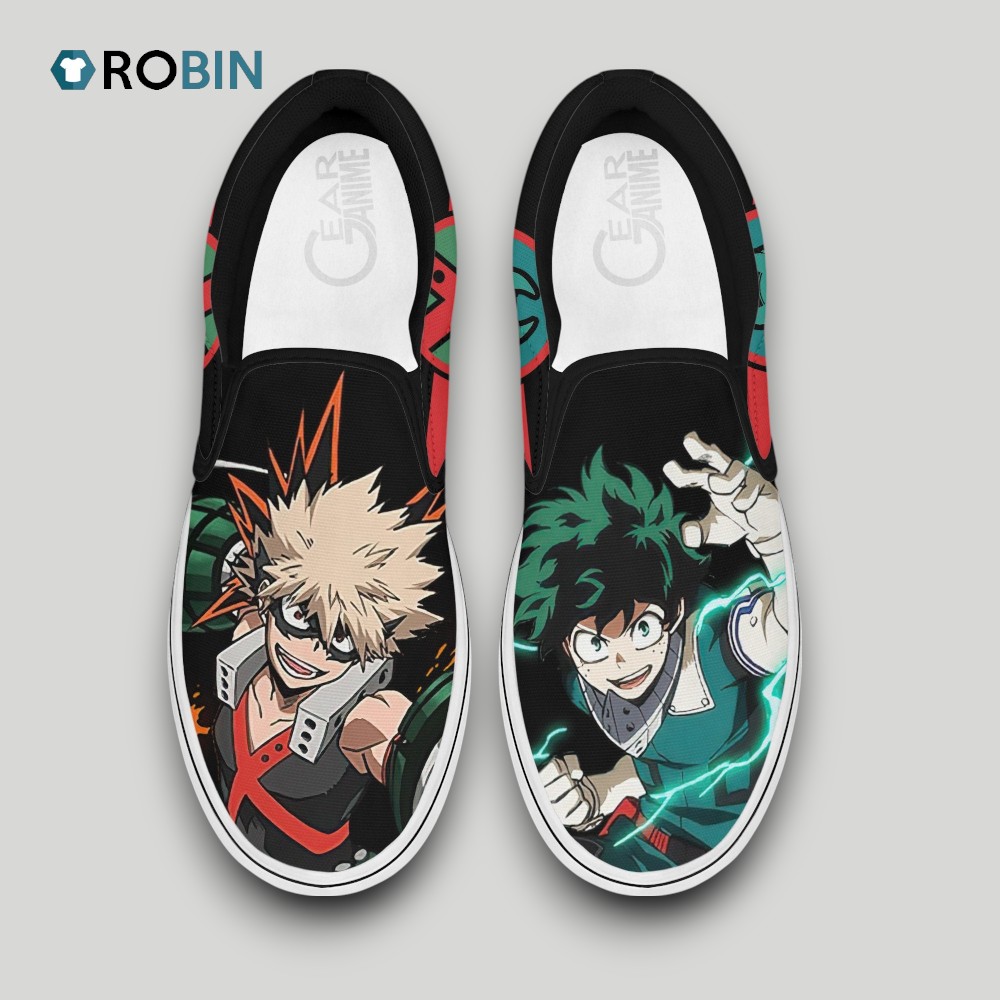 Katsuki Bakugo Izuku Midoriya Slip On Shoes , My Hero Academia Anime Team Gifts Katsuki Bakugo Izuku Midoriya Slip On Shoes , My Hero Academia Anime Team Gifts