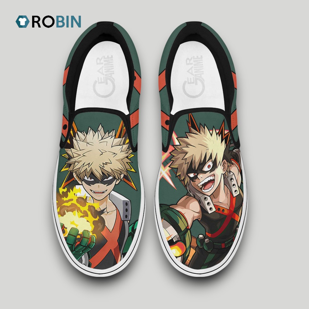 Katsuki Bakugo Slip On Shoes , My Hero Academia Anime Gifts for Fans Katsuki Bakugo Slip On Shoes , My Hero Academia Anime Gifts for Fans