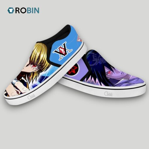 Kurapika and Sasuke Uchiha Slip On Shoes , Naruto Anime Gear