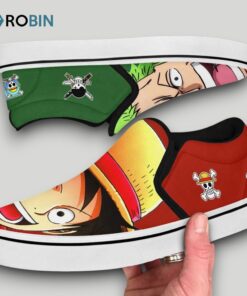 Luffy and Zoro Slip On Shoes  Great Idea, One Piece Anime Gifts for Fans