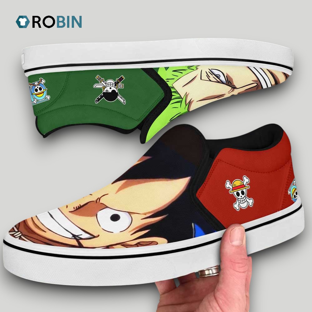 Luffy and Zoro Slip On Shoes , One Piece Anime Merch
