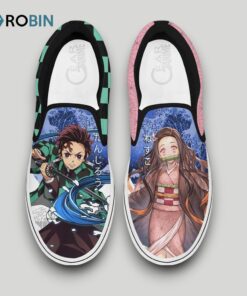 Nezuko Kamado and Tanjro Slip On Shoes , Kimetsu no Yaiba Footwear