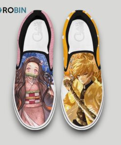 Nezuko Kamado and Zenitsu Agatsuma Slip On Shoes , Zenitsu Merch