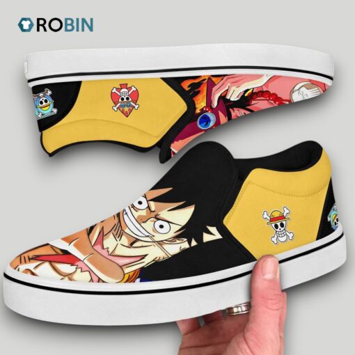 Portgas Ace and Luffy Slip On Shoes , Luffy Shoes