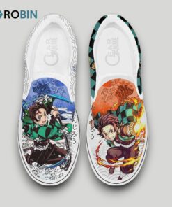 Tanjiro Fire Water Slip On Shoes , Demon Slayer Anime Shoes