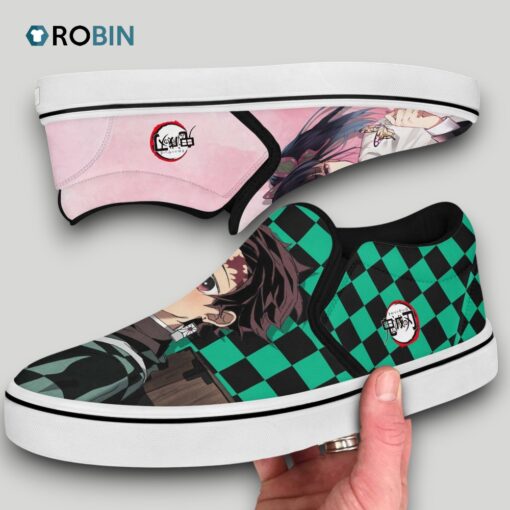 Tanjiro and Kanao Slip On Shoes , Tanjiro Gifts for Fans
