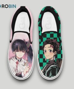 Tanjiro and Kanao Slip On Shoes , Tanjiro Gifts for Fans Tanjiro and Kanao Slip On Shoes , Tanjiro Gifts for Fans