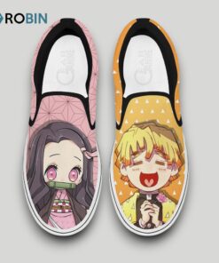 Zenitsu Agatsuma And Nezuko Slip On Shoes , Demon Slayer Anime Team Gifts