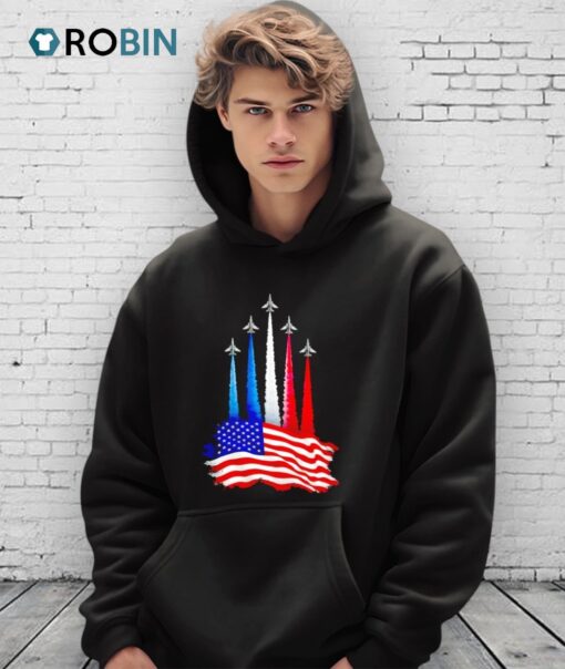 American Flag Jet Planes Print Casual Independence Day Shirt