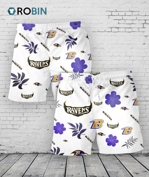 Baltimore Ravens Hawaiian Shorts Tropical Beach