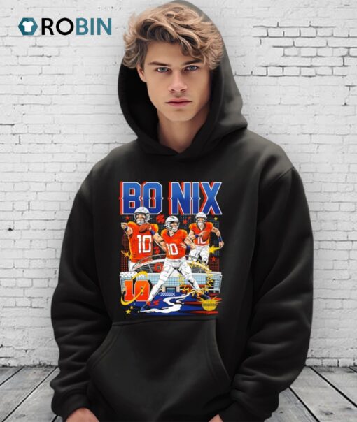 Bo Nix 10 Player Denver Broncos Football Stadium Graphic Shirt