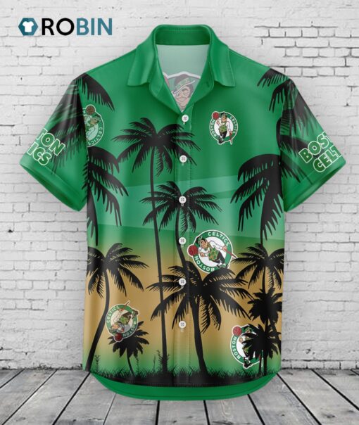 Boston Celtics Hawaiian Shirt Coconut Tree