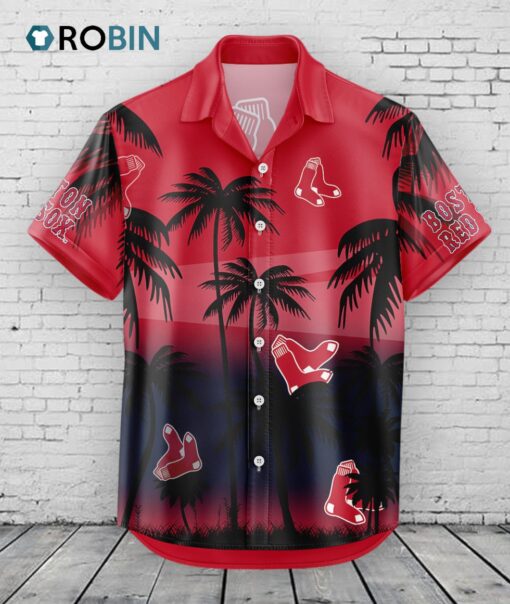 Boston Red Sox Hawaiian Shirt Coconut Tree